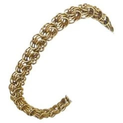 Unknown 14 Karat Yellow Gold Ladies Squared Four Circle Link Charm Bracelet