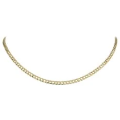 Unknown 14 Karat Yellow Gold Thin Flat Curb Link Chain Necklace