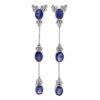Fine Blue Oval Sapphires Earrings In 14k White Gold
