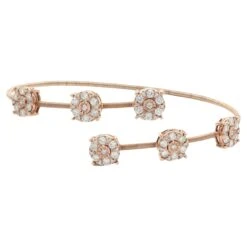 Unknown 14 Karat Rose Gold Diamond Bypass Bracelet