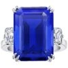 19.97 Carat Emerald Cut Blue Tanzanite And Diamond Ring -Mode Bijouterie Magasin 19466862 datamatics