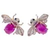 “Orient” Ruby Earrings With White Topaz & Blue Sapphire Set In 22k Gold