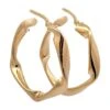 14 Karat Yellow Gold Wave Hoop Earrings 4.1 Grams Made In, Italy