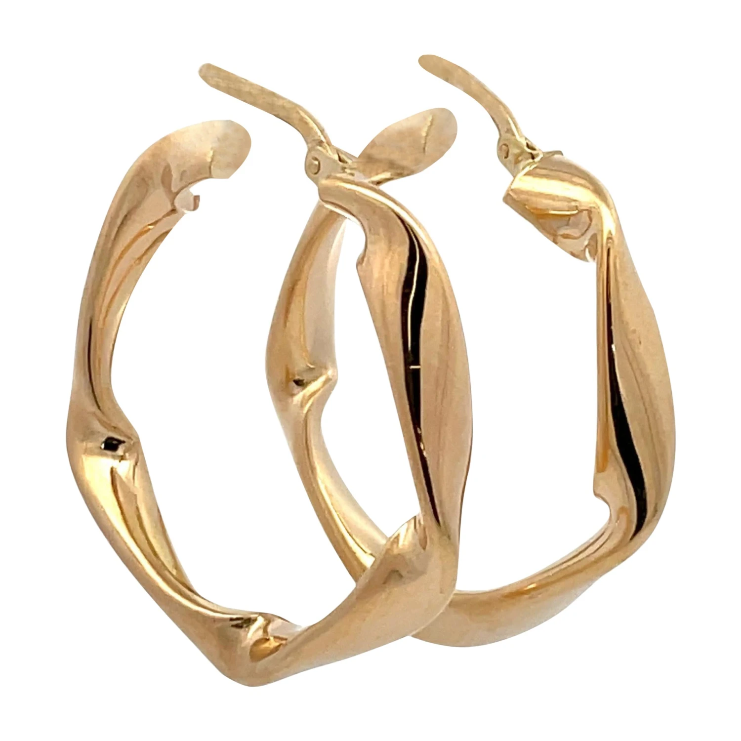 14 Karat Yellow Gold Wave Hoop Earrings 4.1 Grams Made In, Italy 3 14 Karat Yellow Gold Wave Hoop Earrings 4.1 Grams Made In, Italy