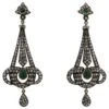 Unknown Victorian Revival Diamond And Emerald Chandelier Earrings
