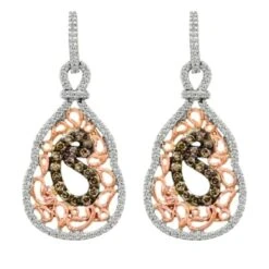 Earrings Featuring Chocolate And Vanilla Diamonds Set In 14k Two Tone Gold