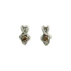 Earrings Featuring Chocolate Diamonds, Vanilla Diamonds Set In 14k Vanilla Gold