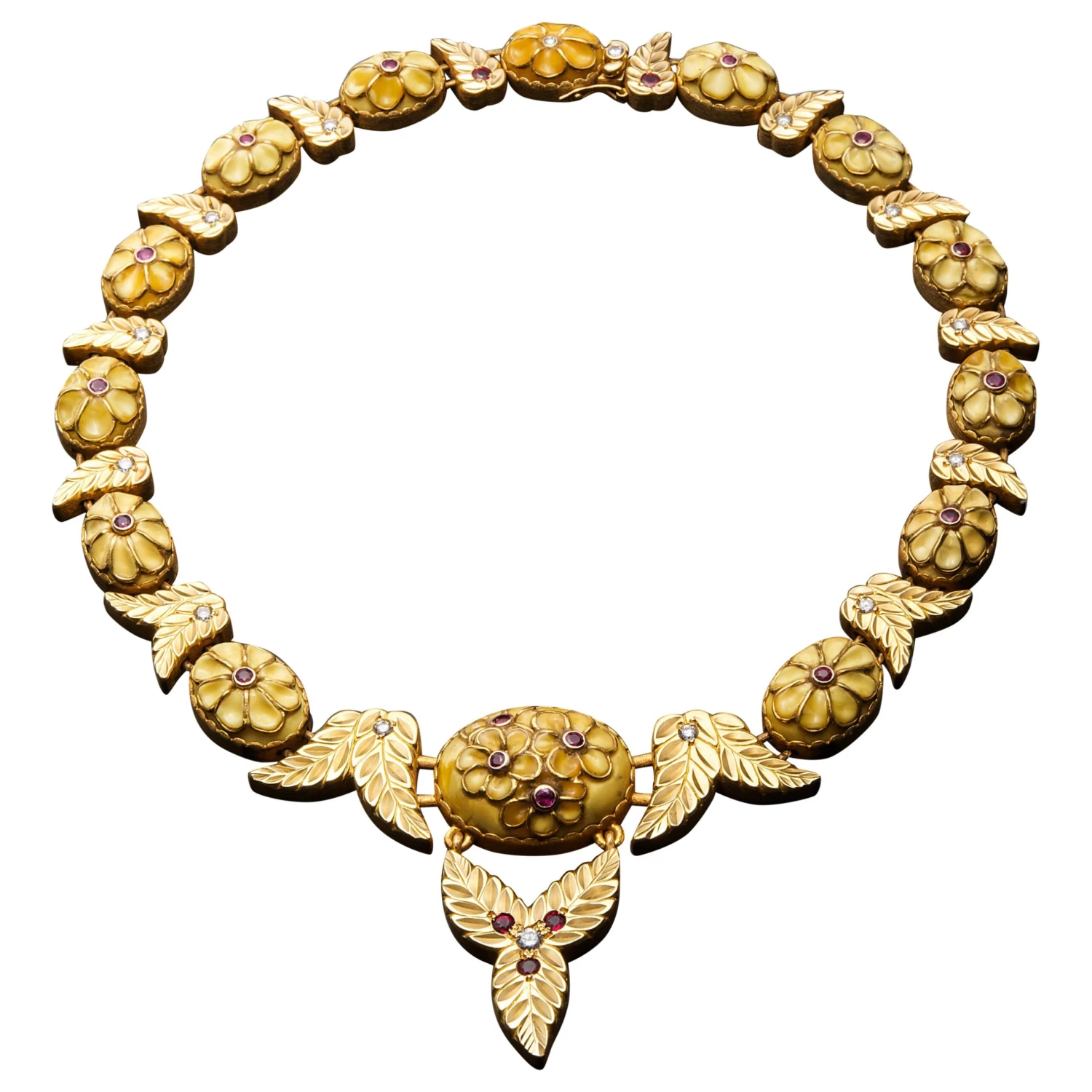 Handmade Carved Amber 18k And 24k Gold Choker Necklace 3 Handmade Carved Amber 18k And 24k Gold Choker Necklace