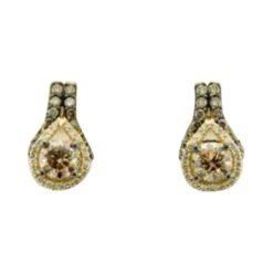Earrings Featuring Chocolate Diamonds, Vanilla Diamonds Set In 14k Honey Gold