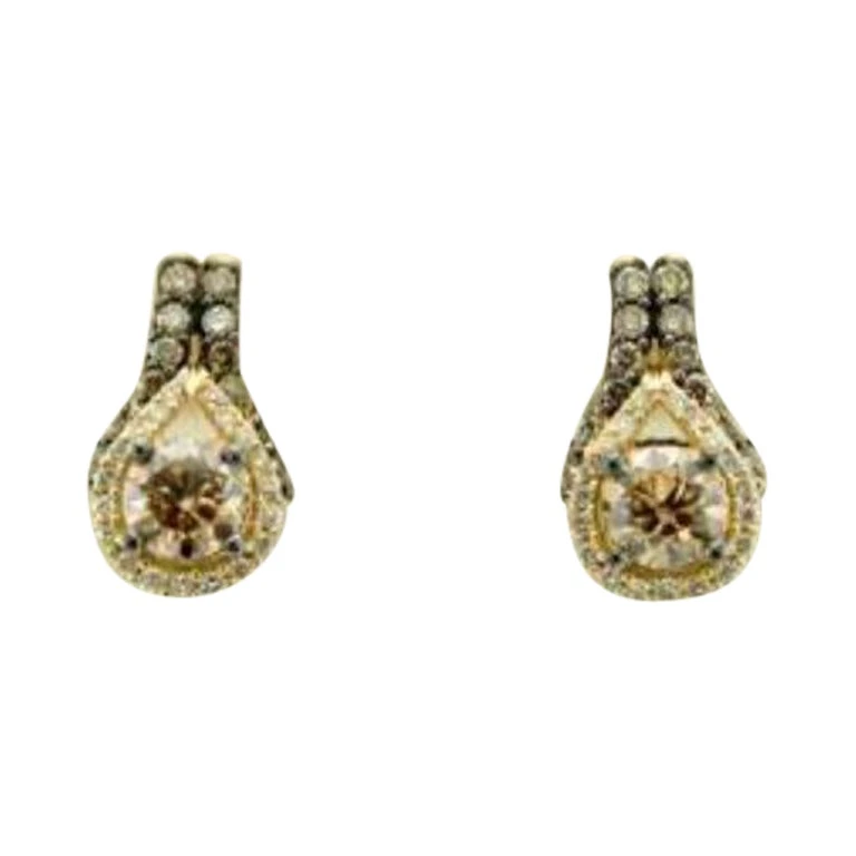 Earrings Featuring Chocolate Diamonds, Vanilla Diamonds Set In 14k Honey Gold 3 Earrings Featuring Chocolate Diamonds, Vanilla Diamonds Set In 14k Honey Gold