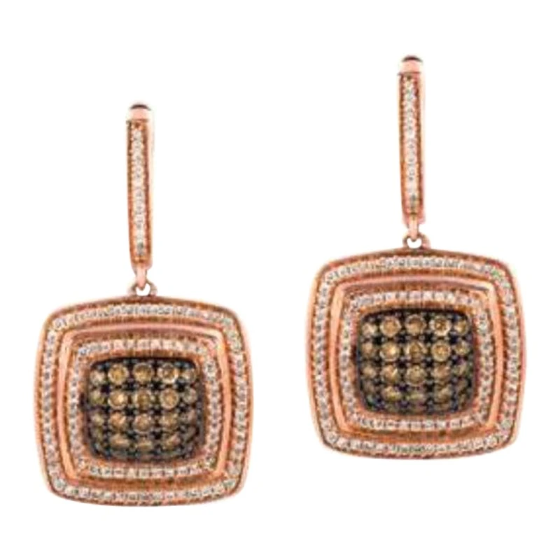 Earrings Featuring Chocolate And Vanilla Diamonds Set In 14k Gold 3 Earrings Featuring Chocolate And Vanilla Diamonds Set In 14k Gold