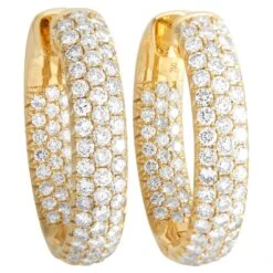 LB Exclusive 18k Yellow Gold 4.60 Carat Diamond Inside-Out Hoop Earrings