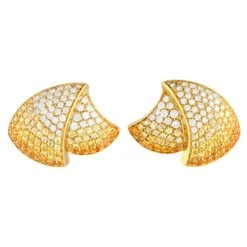 Stefan Hafner 18Karat Yellow Gold 1.60Carat Diamond And Sapphire Earrings