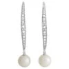 Io Si 18k White Gold 0.70 Carat Diamond And Pearl Concave Earrings