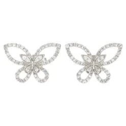 LB Exclusive 18k White Gold 0.75 Carat Diamond Butterfly Earrings