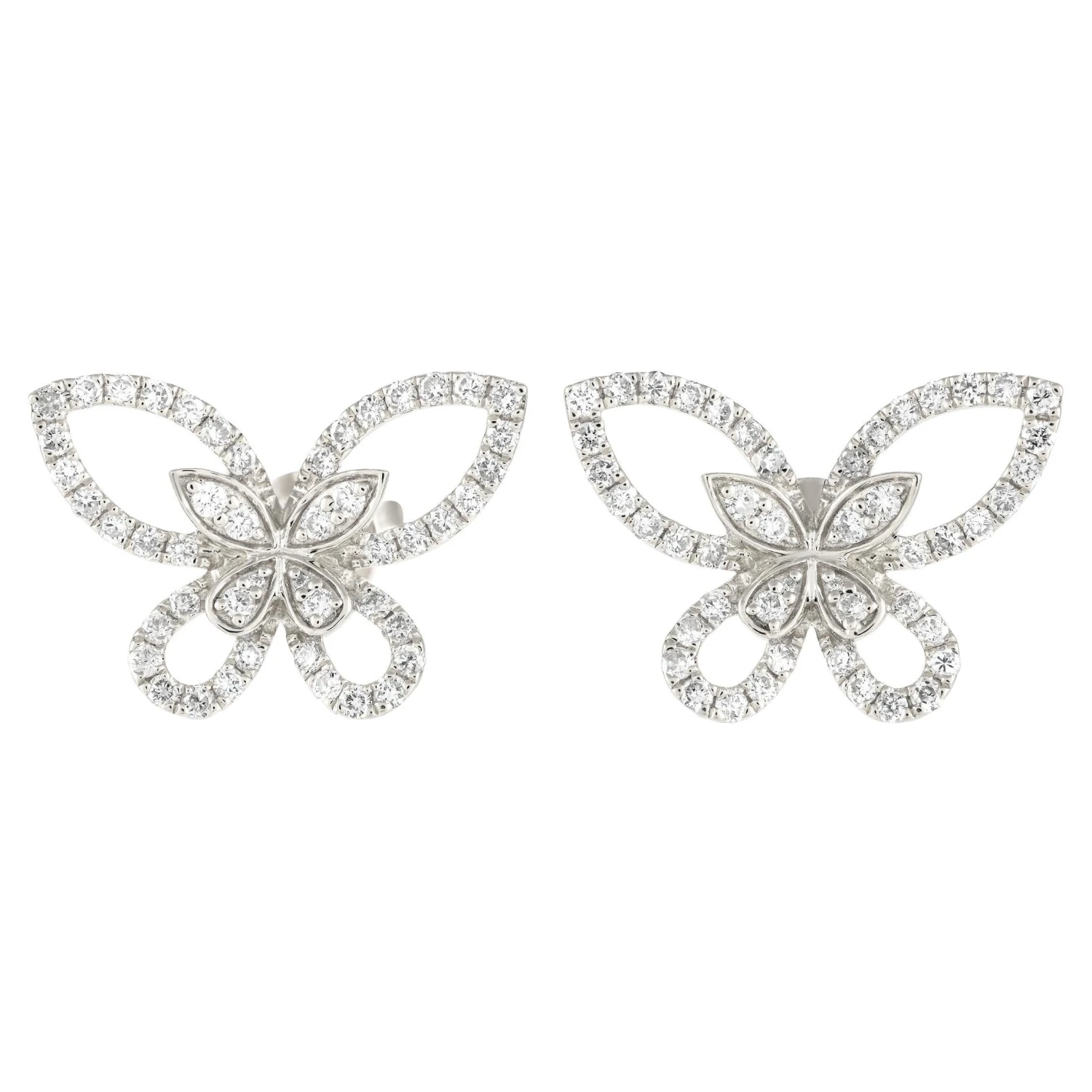 LB Exclusive 18k White Gold 0.75 Carat Diamond Butterfly Earrings 3 LB Exclusive 18k White Gold 0.75 Carat Diamond Butterfly Earrings