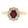 18k Gold 1.51ctw GIA No Heat Cushion Vivid Red Ruby & Diamond Flower Halo Ring