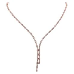 2.30 Carat Round Brilliant Pink Diamond Necklace 14k Rose Gold