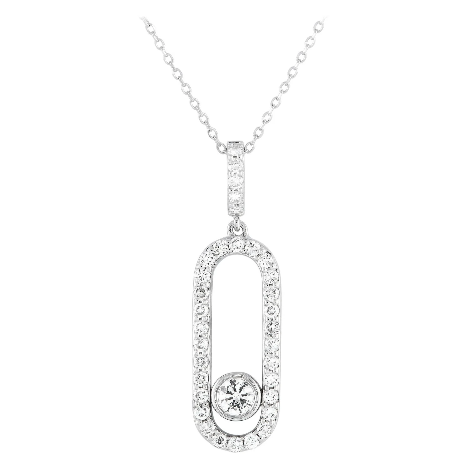 LB Exclusive 18k White Gold 0.70 Carat Diamond Pendant Necklace 3 LB Exclusive 18k White Gold 0.70 Carat Diamond Pendant Necklace