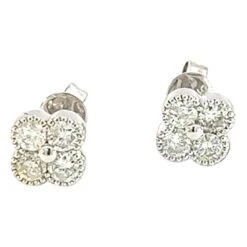 Very Cool .67 Carat Four Leafs Clover Lucky White Diamond Earring