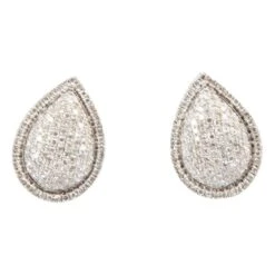 Unknown Unbranded Women's 14ct White Gold Diamond Pear Shaped Earrings