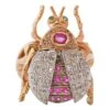 Unknown Rubies, Tsavorite, Diamonds, Rose Gold And Silver Beetle Ring