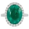 GIA 4.05 Carat Oval Shape Emerald And Diamond Rings 18k Gold