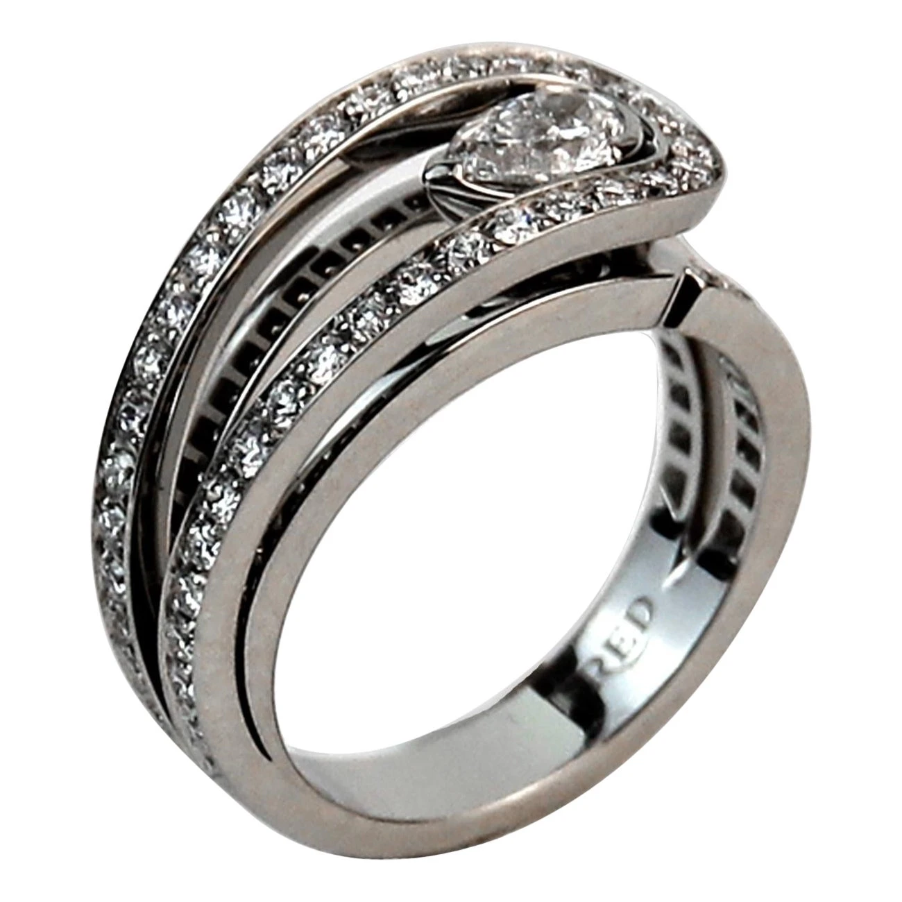 Fred Of Paris Platinum Pear Diamond Ring 3 Fred Of Paris Platinum Pear Diamond Ring