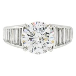 Unknown Vintage Platinum Ideal 5.02ctw GIA Round Brilliant Diamond W/ Waterfall Baguette
