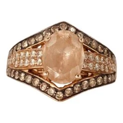 LeVian 3.56tcw Morganite And Diamonds Ring 14k Rose Gold