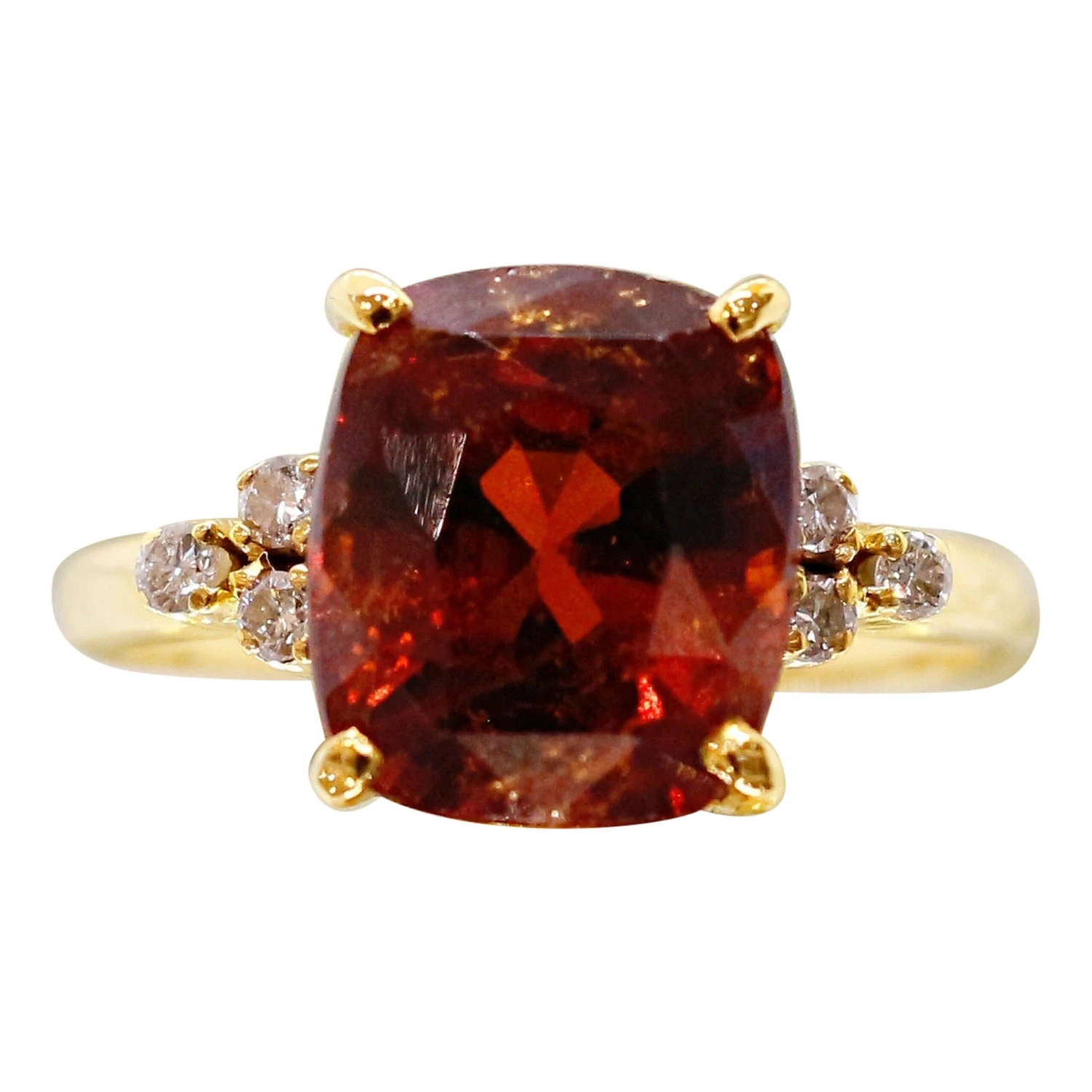 Unknown 18 Karat Gold Hessonite Diamond Ring 3 Unknown 18 Karat Gold Hessonite Diamond Ring