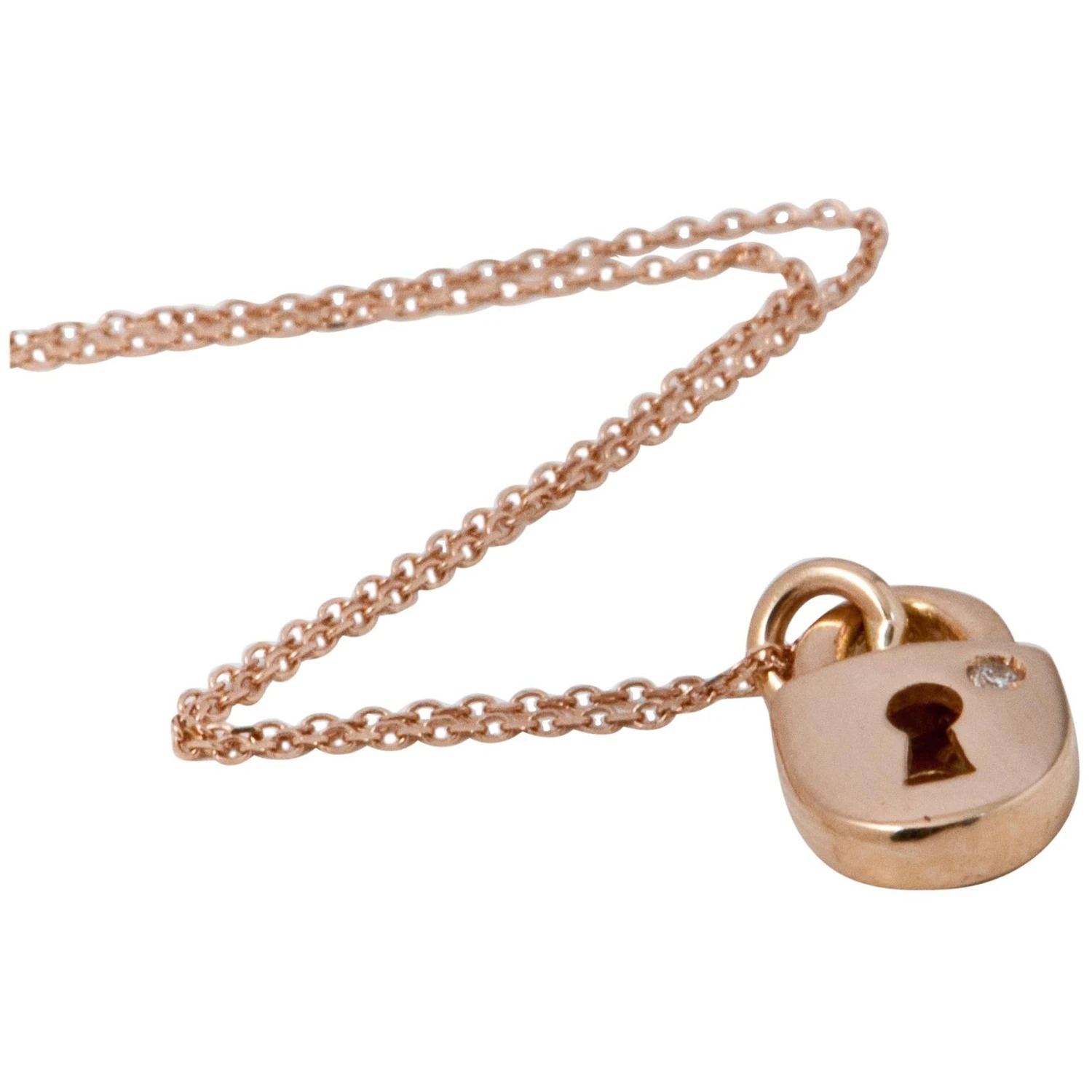 Unknown Necklace Pendant Padlock Shape Diamond Rose Gold 18 Karat 3 Unknown Necklace Pendant Padlock Shape Diamond Rose Gold 18 Karat