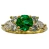 Tiffany & Co. Vivid Green Round Emerald & Diamond 18k Yellow Gold Cluster Ring