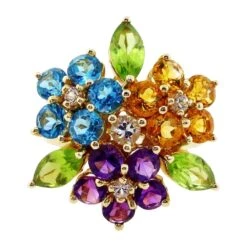 Multicolor Ring In 14k Yellow Gold
