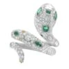 Unknown Platinum Green Emerald White & Fancy Color Diamond Snake Ring 4.45cttw
