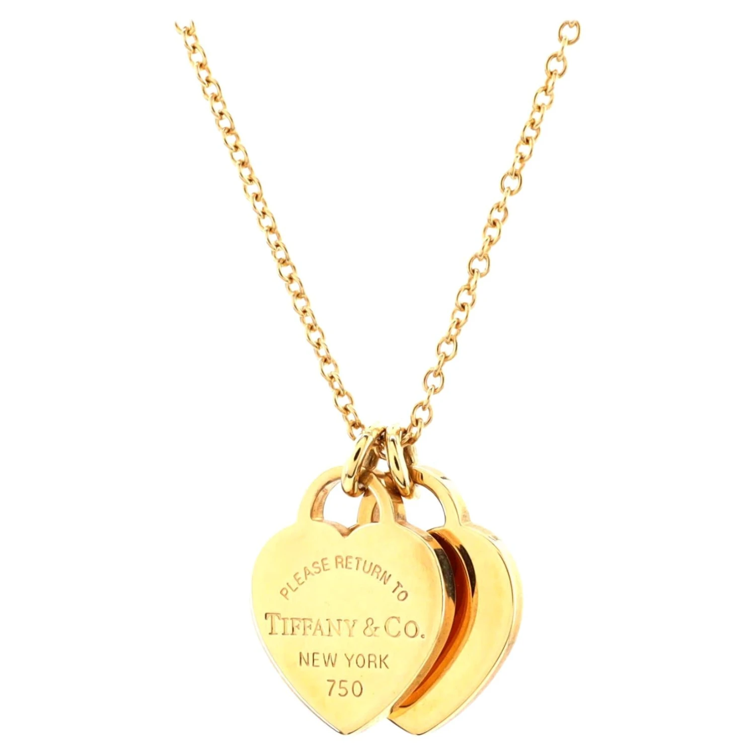 Tiffany & Co. Return To Tiffany Double Heart Tag Pendant Necklace 18k Yellow 3 Tiffany & Co. Return To Tiffany Double Heart Tag Pendant Necklace 18k Yellow