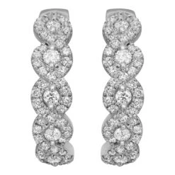 0.61cttw Round Cut Diamond Huggie Hoop Earrings 14k White Gold