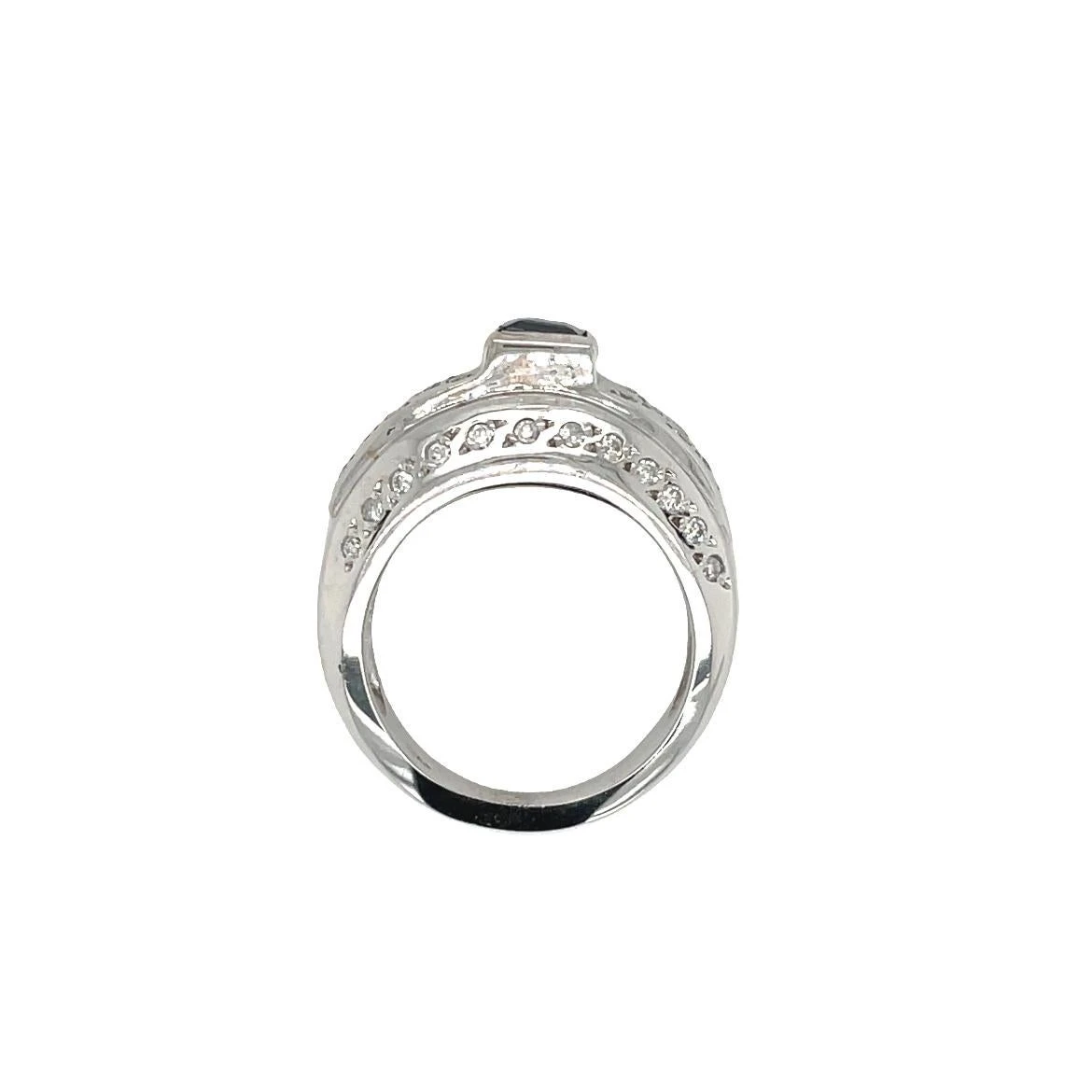 Unknown 14k White Gold Square Sapphire Scattered Diamond Ring 8 Unknown 14k White Gold Square Sapphire Scattered Diamond Ring – Image 6