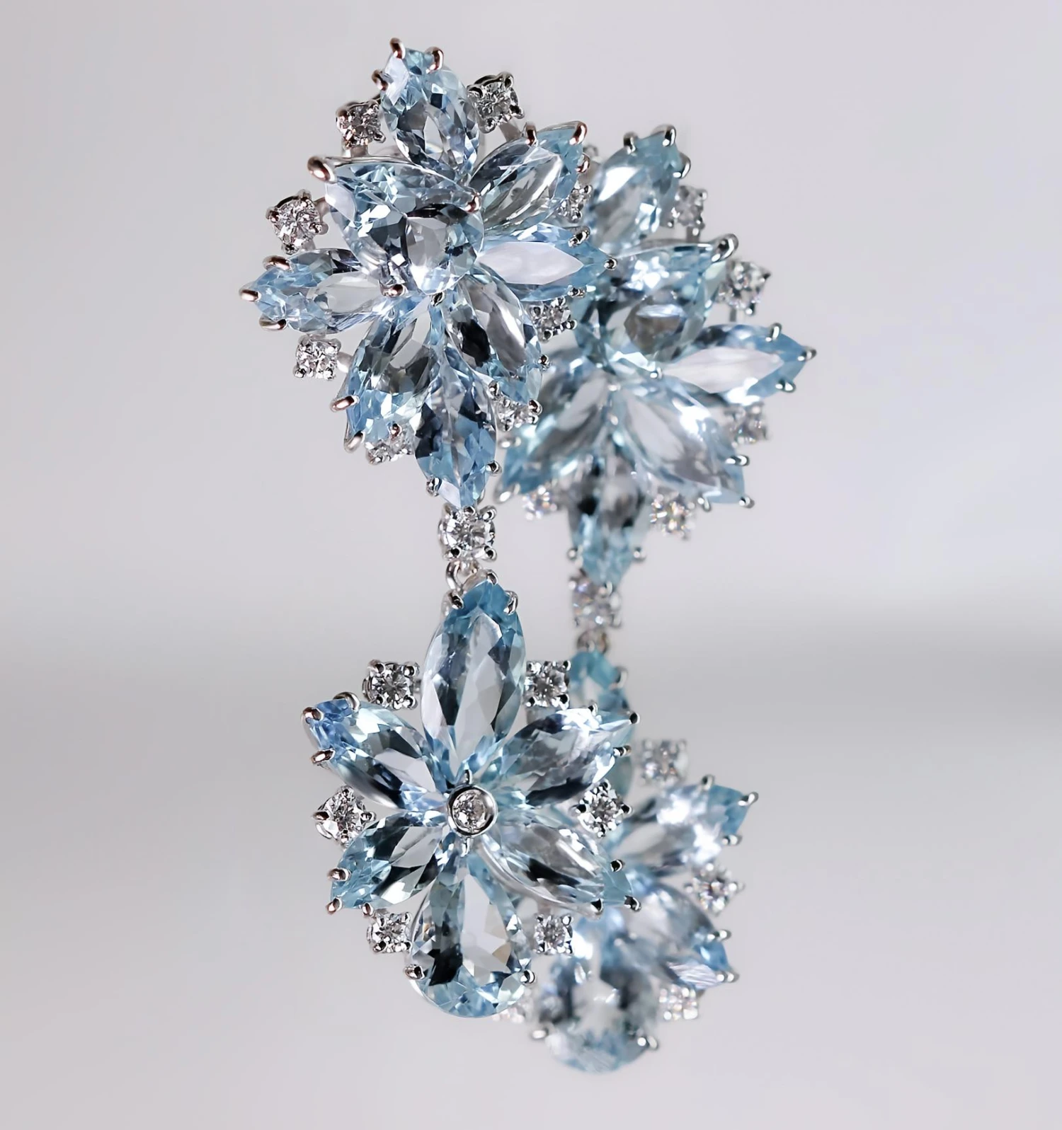 Unknown Contemporary 18kt White Gold Earrings With Natural Aquamarines And Diamonds 4 Unknown Contemporary 18kt White Gold Earrings With Natural Aquamarines And Diamonds – Image 2