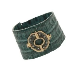 Armenta Sueno 18k Gold, Diamond & Sapphire Caiman Cuff Bracelet
