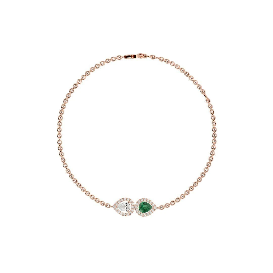 Unknown Emerald & Diamond Dual Tone Bracelet In 18 Karat Gold 4 Unknown Emerald & Diamond Dual Tone Bracelet In 18 Karat Gold – Image 2