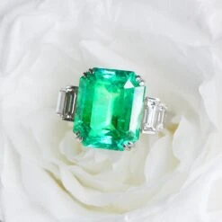GRS 18K 7.34 Ct Colombia Emerald&Diamond Antique Art Deco Engagement Ring 23 GRS 18K 7.34 Ct Colombia Emerald&Diamond Antique Art Deco Engagement Ring -Mode Bijouterie Magasin 1 master 4