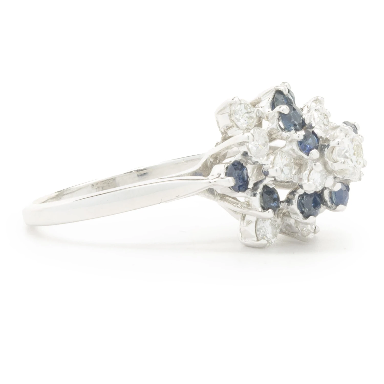 Unknown 14 Karat White Gold Sapphire And Diamond Spiral Cocktail Ring 4 Unknown 14 Karat White Gold Sapphire And Diamond Spiral Cocktail Ring – Image 2