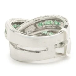 Unknown 14 Karat White Gold Diamond And Emerald Crossover Ring 9 Unknown 14 Karat White Gold Diamond And Emerald Crossover Ring -Mode Bijouterie Magasin 200 3074 3 master