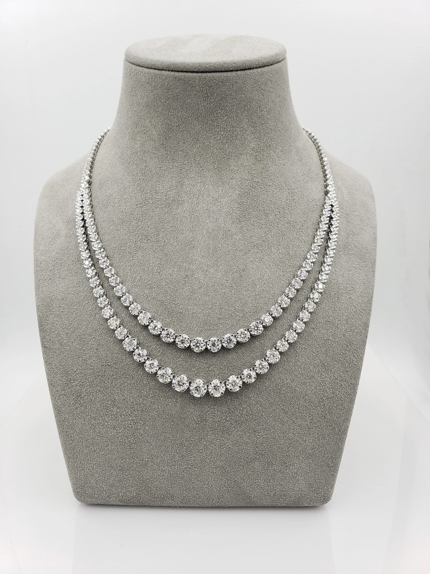 Roman Malakov 12.94 Carats Total Round Diamond Double Strand Tennis Necklace 7 Roman Malakov 12.94 Carats Total Round Diamond Double Strand Tennis Necklace – Image 5