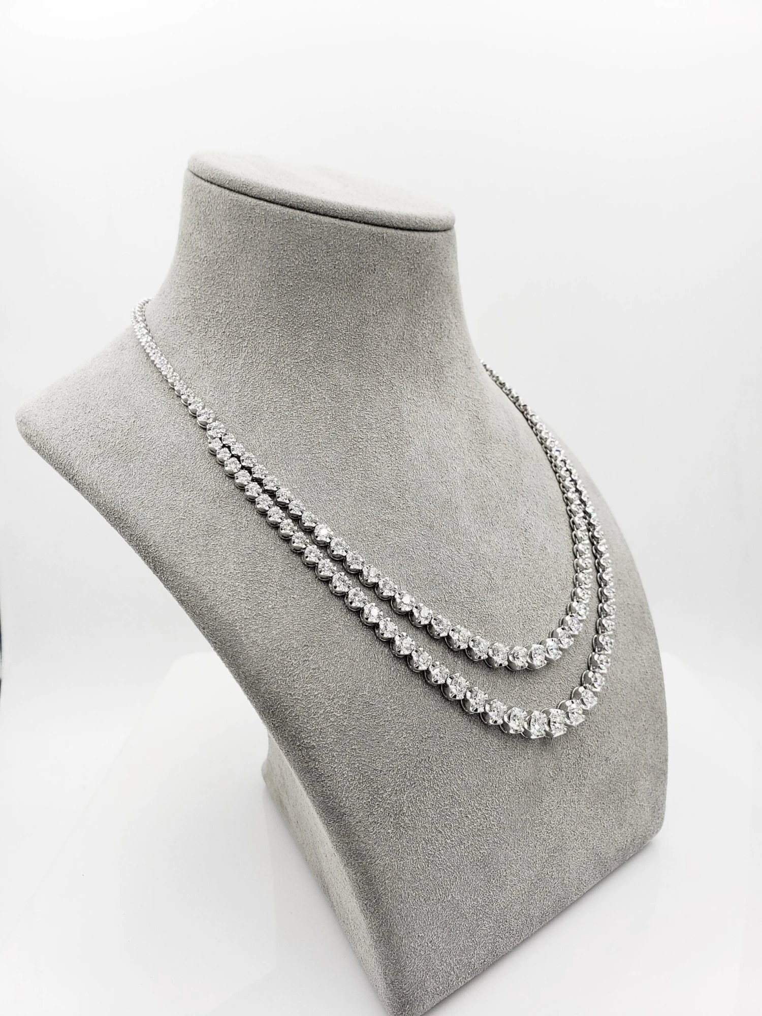 Roman Malakov 12.94 Carats Total Round Diamond Double Strand Tennis Necklace 8 Roman Malakov 12.94 Carats Total Round Diamond Double Strand Tennis Necklace – Image 6