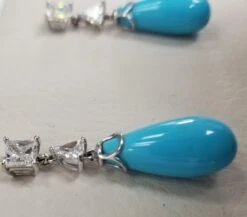 14K Wg Princess-Trillion Cut Diamond Sleeping Beauty Turquoise Drop Earrings -Mode Bijouterie Magasin 20190319 154542 master