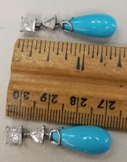 14K Wg Princess-Trillion Cut Diamond Sleeping Beauty Turquoise Drop Earrings -Mode Bijouterie Magasin 20190319 154557 master