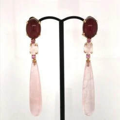 Unknown Garnet, Pink Topaz, Pink Quartz On Pink Gold 18 Karat Chandelier Earrings 15 Unknown Garnet, Pink Topaz, Pink Quartz On Pink Gold 18 Karat Chandelier Earrings -Mode Bijouterie Magasin 2019 10 29 18 24 11 2 master