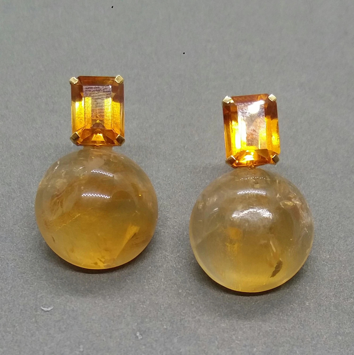 Octagon Cut Faceted Cognac Citrine Golden Citrine Button 14 Kt Solid Yellow Gold 4 Octagon Cut Faceted Cognac Citrine Golden Citrine Button 14 Kt Solid Yellow Gold – Image 2
